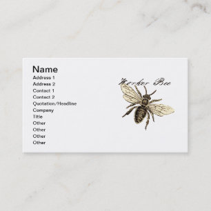 Carte De Visite Illustration Antique d'Abeille Ouvrière Insecte Vi