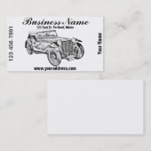 Carte De Visite Illustration antique de voiture de sport de comité (Devant / Derrière)