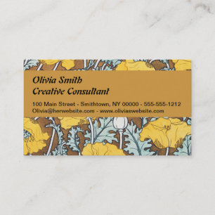 Carte De Visite Illustration Art Nouveau Poppy Fleur Jaune