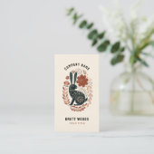 Carte De Visite Illustration Black Rabbit Floral Folk Art (Debout devant)