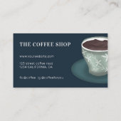Carte De Visite Illustration bleue du joli café vert moderne (Dos)