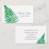 Carte De Visite Illustration botanique de l'aquarelle Plante de fo (Devant / Derrière)