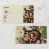 Carte De Visite Illustration classique de l'arbre du Père Noël joy (Devant / Derrière)