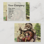 Carte De Visite Illustration classique de l'arbre du Père Noël joy (Devant / Derrière)