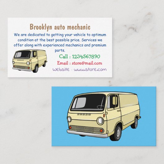 Carte De Visite Illustration classique de van (Devant / Derrière)