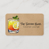 Carte De Visite Illustration Cocktail Drink | Bar salon (Devant)
