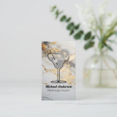 Carte De Visite Illustration Cocktail Drink | Marbre à huile d'or (Debout devant)