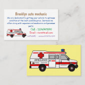 Carte De Visite Illustration d'ambulance (Devant / Derrière)