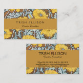 Carte De Visite illustration d'art pavot fleur jaune (Devant / Derrière)