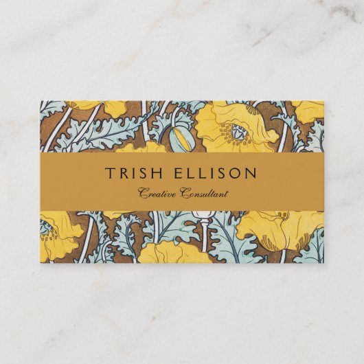 Carte De Visite illustration d'art pavot fleur jaune (Devant)