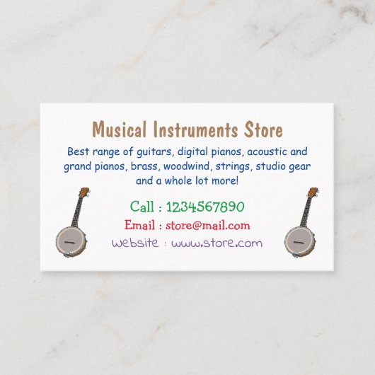 Carte De Visite Illustration de Banjo (Devant)