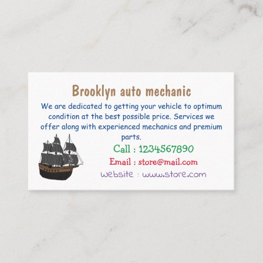 Carte De Visite Illustration de bateau pirate (Devant)