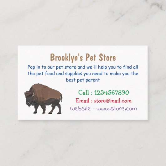 Carte De Visite Illustration de bison (Devant)