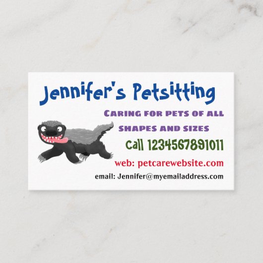 Carte De Visite Illustration de blaireau au miel affamé (Devant)