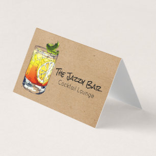 Carte De Visite Illustration de boisson cocktail Bar de salon