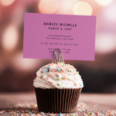 Carte De Visite Illustration de boulangerie & cuisson noir et rose