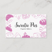 Carte De Visite Illustration de boulangerie & cuisson noir et rose (Devant)