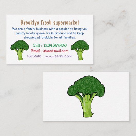 Carte De Visite Illustration de Broccoli (Devant / Derrière)