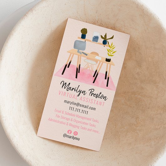 Carte De Visite Illustration de bureau moderne assistant virtuel r