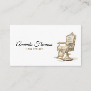 Carte De Visite Illustration de chaise de salon vintage Gold & Whi