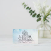 Carte De Visite Illustration de chat, chien et lapin mignons (Debout devant)
