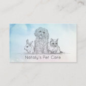 Carte De Visite Illustration de chat, chien et lapin mignons (Devant)