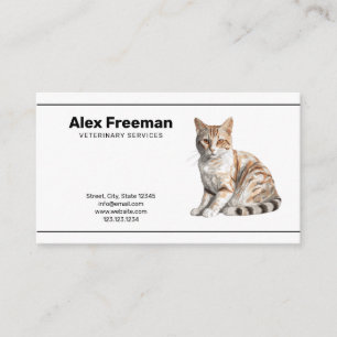 Carte De Visite Illustration de chat en noir simple Vétérinaire