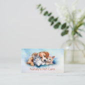 Carte De Visite Illustration de chat et chien mignons (Debout devant)