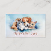 Carte De Visite Illustration de chat et chien mignons (Devant)