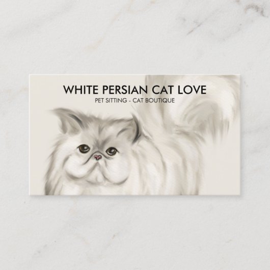 Carte De Visite Illustration de chat perse beige Aquarelle (Devant)
