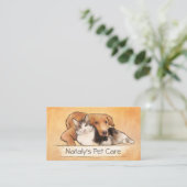 Carte De Visite Illustration de chats et de chiens mignons (Debout devant)