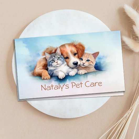 Carte De Visite Illustration de chats et de chiens mignons