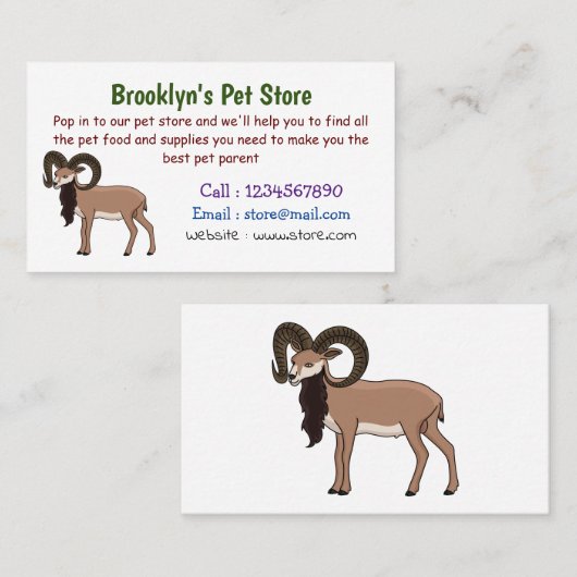 Carte De Visite Illustration de chèvre de Mouflon (Devant / Derrière)