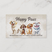 Carte De Visite Illustration de Chiens heureux (Devant)