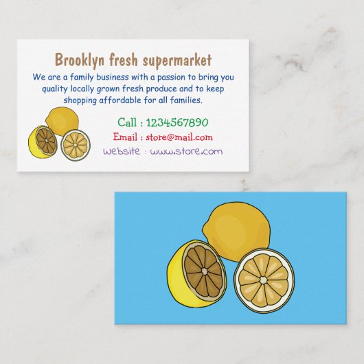 Carte De Visite Illustration de citron (Devant / Derrière)
