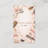 Carte De Visite Illustration de coiffeuse à l'arc blush (Devant)