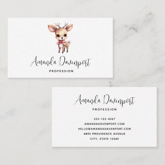 Carte De Visite Illustration de dessin animé de cerfs de bébés mig (Devant / Derrière)