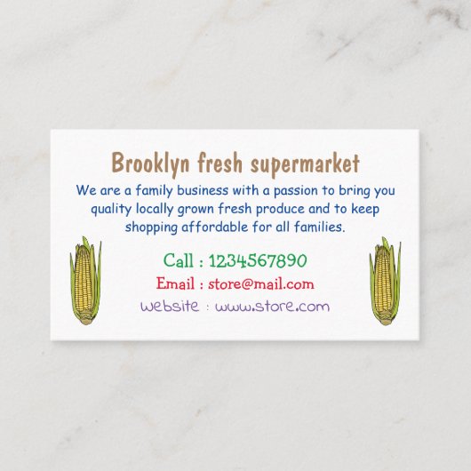 Carte De Visite Illustration de dessin sur le maïs (Devant)