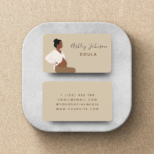 Carte De Visite Illustration de femme enceinte bohème Doula Sage-f