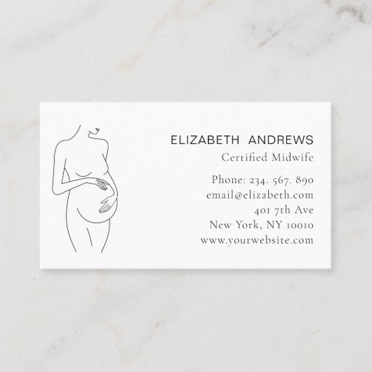 Carte De Visite Illustration de femme enceinte, simple Ad Labe mod (Devant)