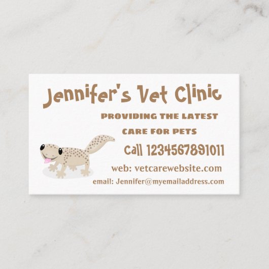 Carte De Visite Illustration de gecko tan tan mignon (Devant)