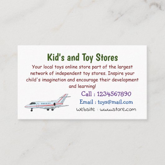 Carte De Visite Illustration de jet privé (Devant)