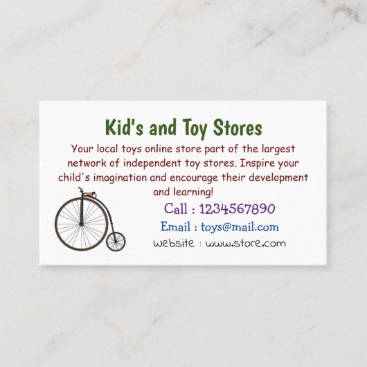 Carte De Visite Illustration de la bande dessinée de vélo à grande (Devant)