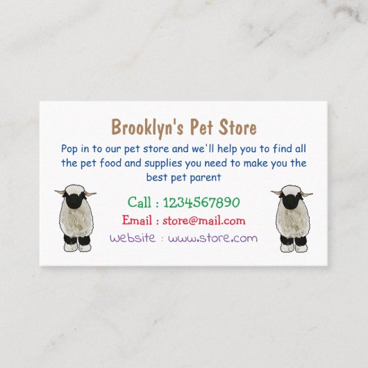 Carte De Visite Illustration de la caricature de mouton Valais Bla (Devant)