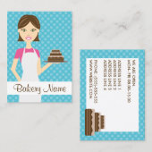 Carte De Visite Illustration de la femme mignonne Brunette Baker (Devant / Derrière)