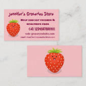 Carte De Visite Illustration de la fraise Cute kawaii (Devant / Derrière)