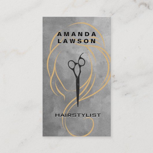 Carte De Visite Illustration de la ligne de beauté | Ciseaux | Aqu (Devant)