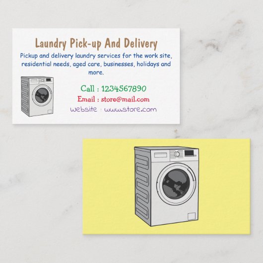 Carte De Visite Illustration de la machine à laver (Devant / Derrière)