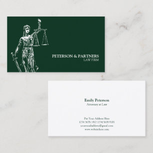 Carte De Visite Illustration de Lady Justice sur Dark Green