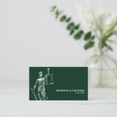 Carte De Visite Illustration de Lady Justice sur Dark Green (Debout devant)